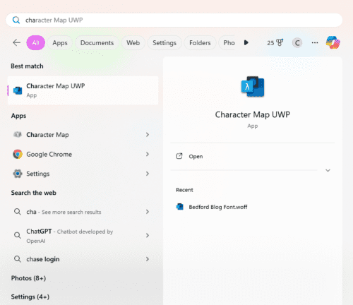 Where to find the character map in windows on your computer.