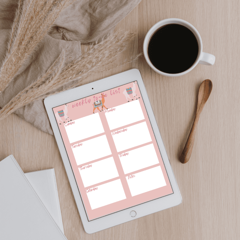 Llama Weekly To-Do List Printable