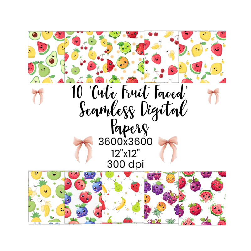 Cute Fruit Faced-Seamless Digital Papers