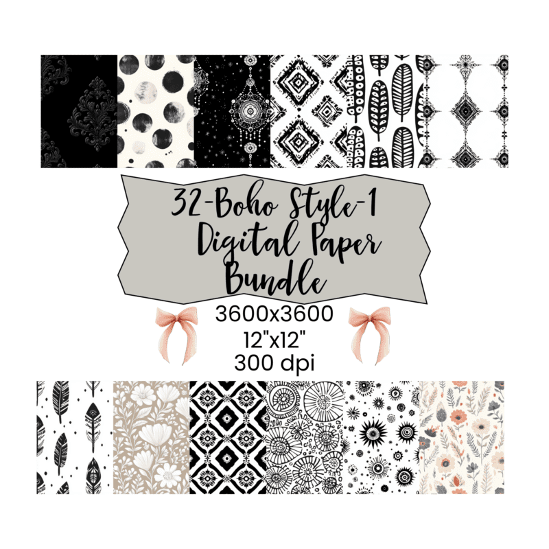 Boho Style-1 Digital Paper Bundle