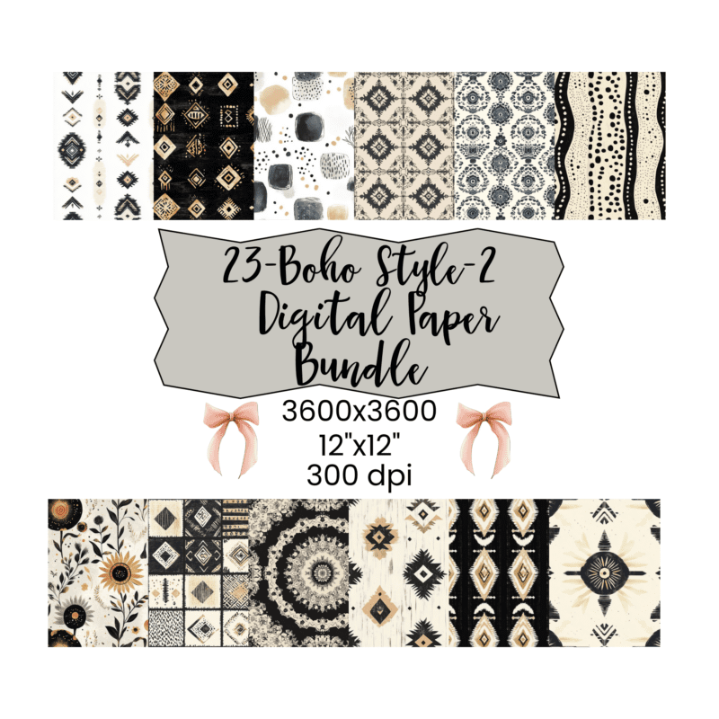 Boho Style-2 Digital Paper Bundle