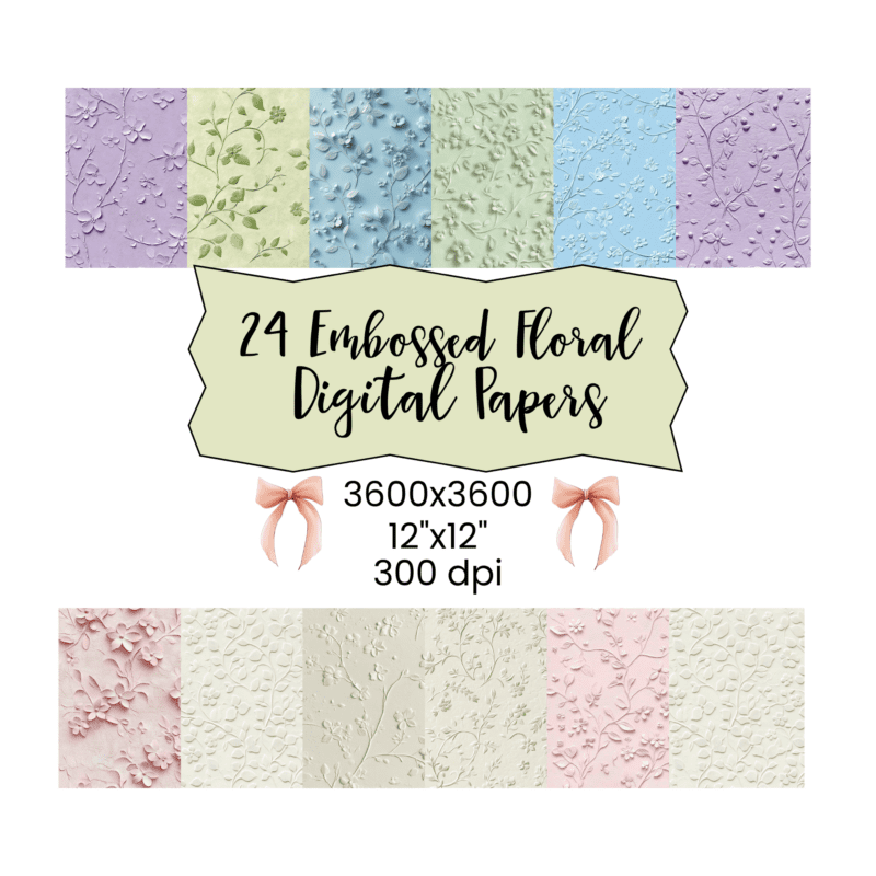 Embossed Floral Digital Paper Bundle